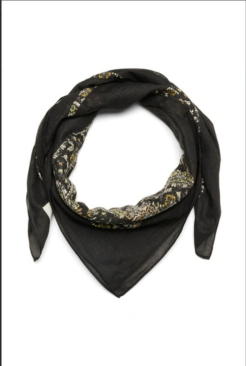 Bandana Print Square Cotton Scarf - Part Two - Black